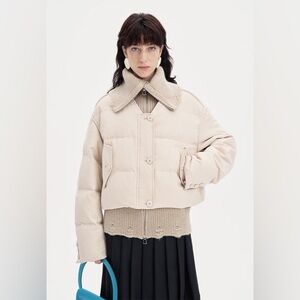 Selfwho cropped duck down puffer jacket